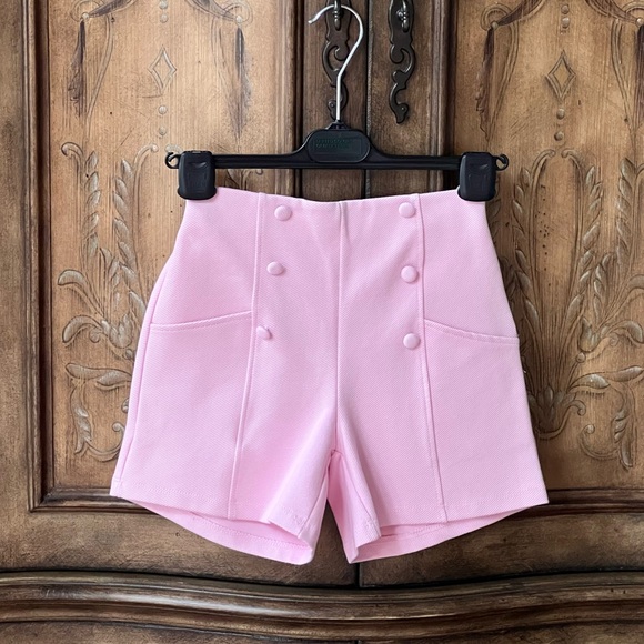 Zara Other - NWT Zara Girls Light Pink High Waist Retro Shorts Buttons Elastic Back 9 10 12